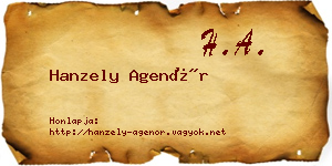 Hanzely Agenór névjegykártya